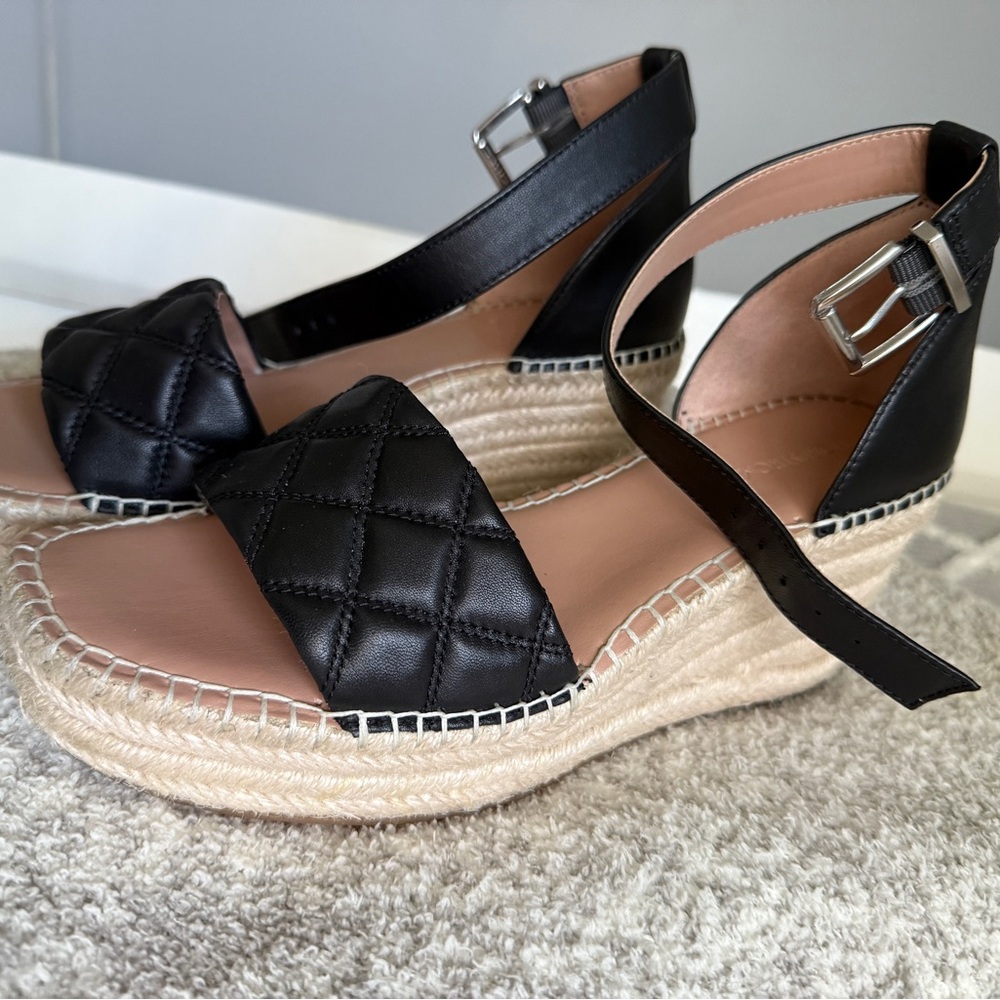 Nordstroms Black Quilted Espadrille Wedge Sandals
